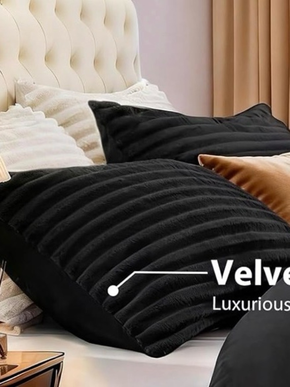 New Black corduroy King pillow cases